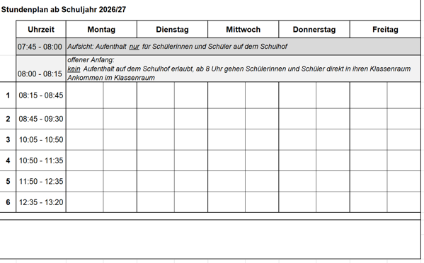 Stundenplan 26/27